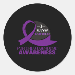 I Wear Purple For Drug Overdose Awareness Tee Classic Round Sticker