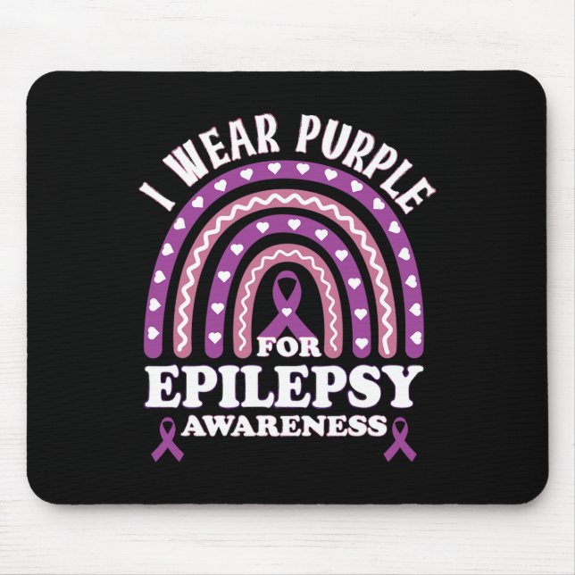 I Wear Purple For Epilepsy Awareness Epilepsy Awar Mouse Mat (Front)