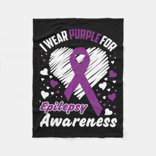 I Wear Purple For Epilepsy Awareness Fleece Blanket