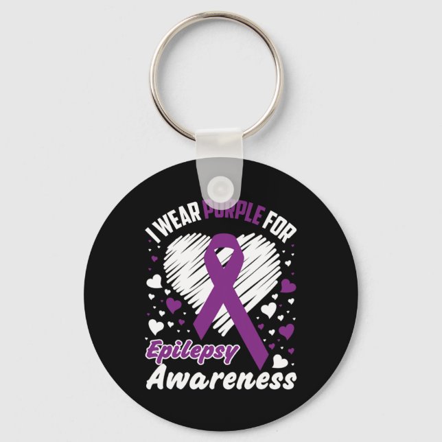 I Wear Purple For Epilepsy Awareness  Key Ring (Front)