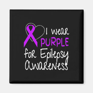 I Wear Purple For Epilepsy Awareness Ribbon Magnet