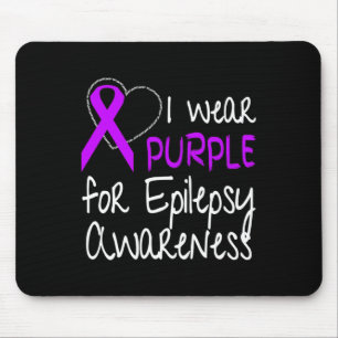 I Wear Purple For Epilepsy Awareness Ribbon Mouse Mat