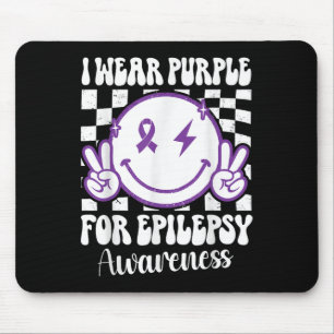 I Wear Purple For Epilepsy Awareness Smile Face Ep Mouse Mat