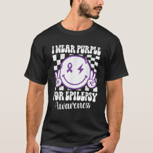 I Wear Purple For Epilepsy Awareness Smile Face Ep T-Shirt