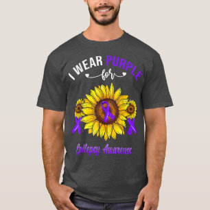 I Wear Purple For Epilepsy Awareness Sunflower T-Shirt