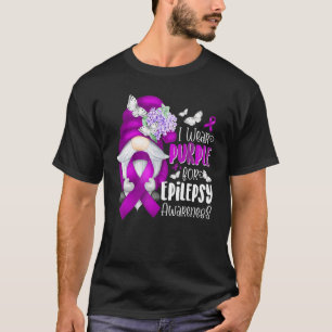 I Wear Purple For Epilepsy Awareness Warrior Gnome T-Shirt