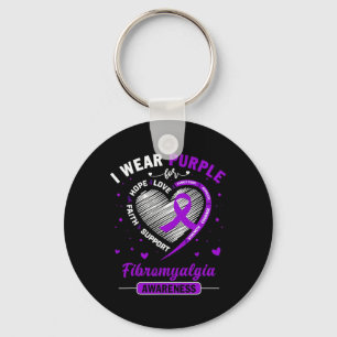 I Wear Purple For Fibromyalgia Awareness Ribbon 1 Key Ring
