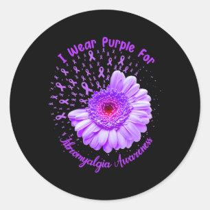 I Wear Purple For Fibromyalgia Awareness Survivor  Classic Round Sticker