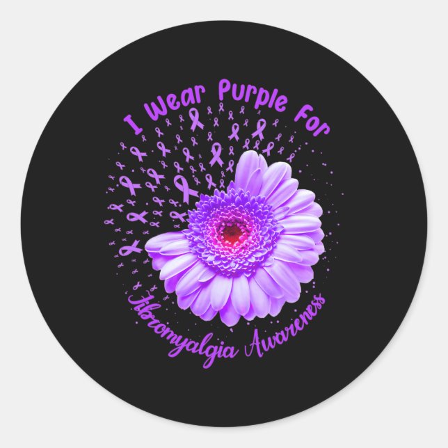 I Wear Purple For Fibromyalgia Awareness Survivor  Classic Round Sticker (Front)