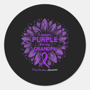 I Wear Purple For Grandpa Sunflower Drug Overdose Classic Round Sticker