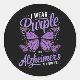 I Wear Purple For Heimers Awareness Heimers  Classic Round Sticker