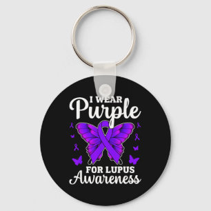 I Wear Purple For Lupus Awareness Month Butterfly Key Ring