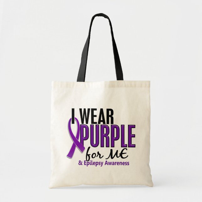 I Wear Purple For ME 10 Epilepsy Tote Bag (Front)