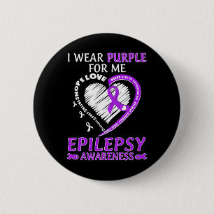 I Wear Purple For Me Epilepsy Awareness Purple Rib 6 Cm Round Badge