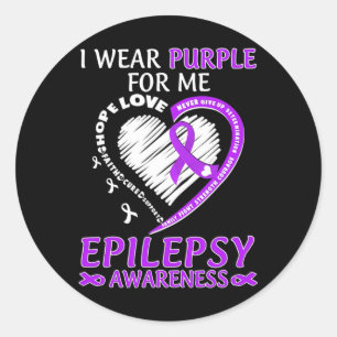 I Wear Purple For Me Epilepsy Awareness Purple Rib Classic Round Sticker