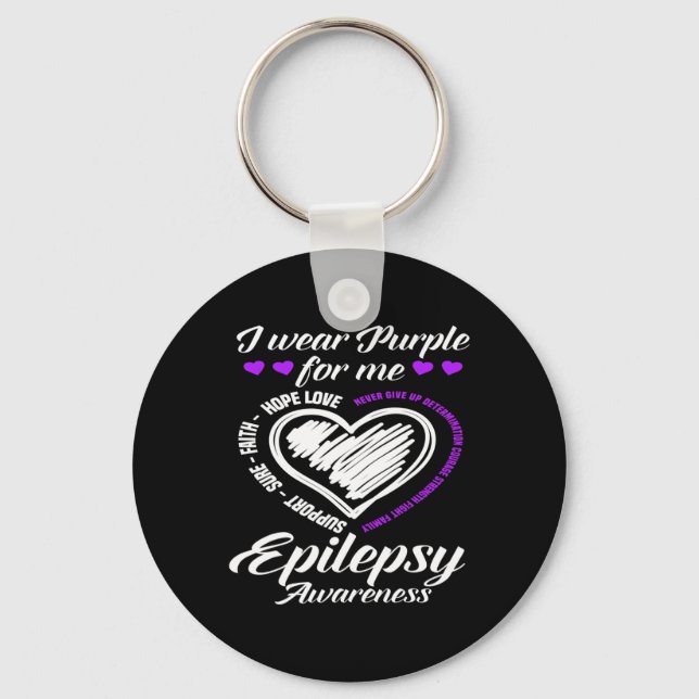 I Wear Purple For Me Warrior Fighter Epilepsy Awar Key Ring (Front)