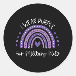 I Wear Purple For Military Kids Classic Round Sticker