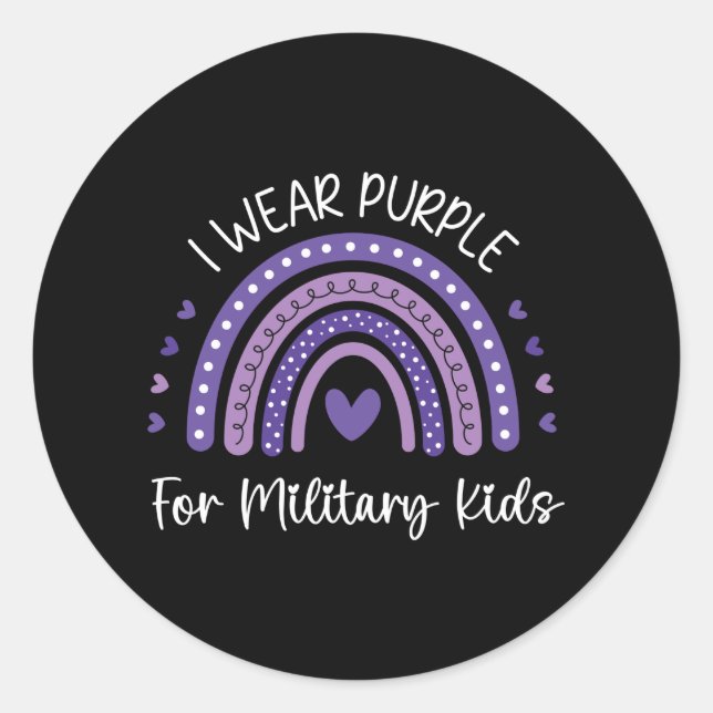 I Wear Purple For Military Kids Classic Round Sticker (Front)