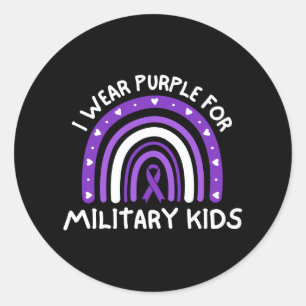 I Wear Purple For Military Kids Classic Round Sticker