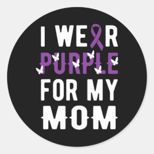 I Wear Purple For Mum Pancreatic Cancer Warrior Su Classic Round Sticker