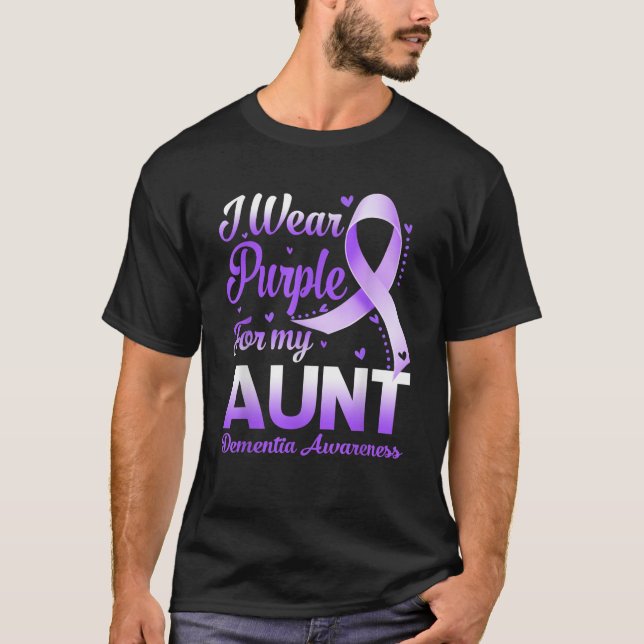 I Wear Purple For My Aunt Dementia Awareness Ribbo T-Shirt (Front)