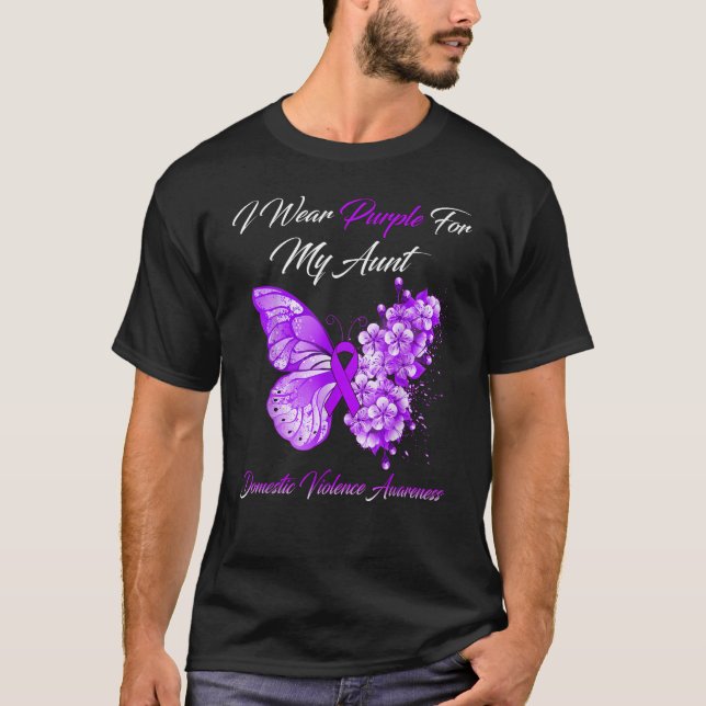 I Wear Purple For My Aunt Domestic Violence Awaren T-Shirt (Front)