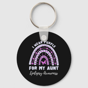 I Wear Purple For My Aunt Epilepsy Awareness Rainb Key Ring