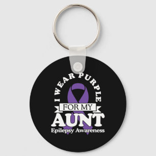 I Wear Purple For My Aunt Epilepsy Awareness Ribb Key Ring