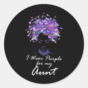 I Wear Purple For My Aunt Family Support Heimerhei Classic Round Sticker
