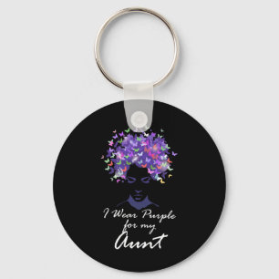 I Wear Purple For My Aunt Family Support Heimerhei Key Ring