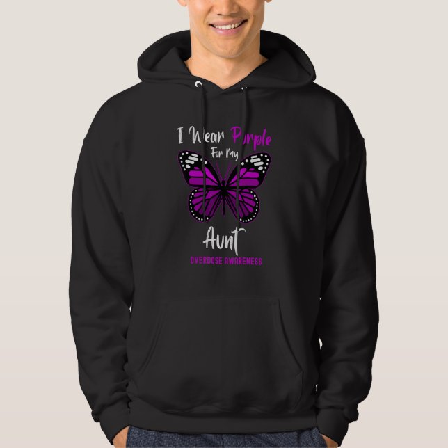 I Wear Purple For My Aunt Overdose Awareness Butte Hoodie (Front)