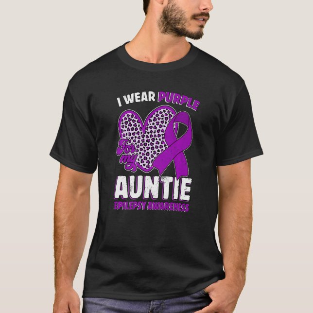 I Wear Purple For My Auntie Epilepsy Awareness Leo T-Shirt (Front)