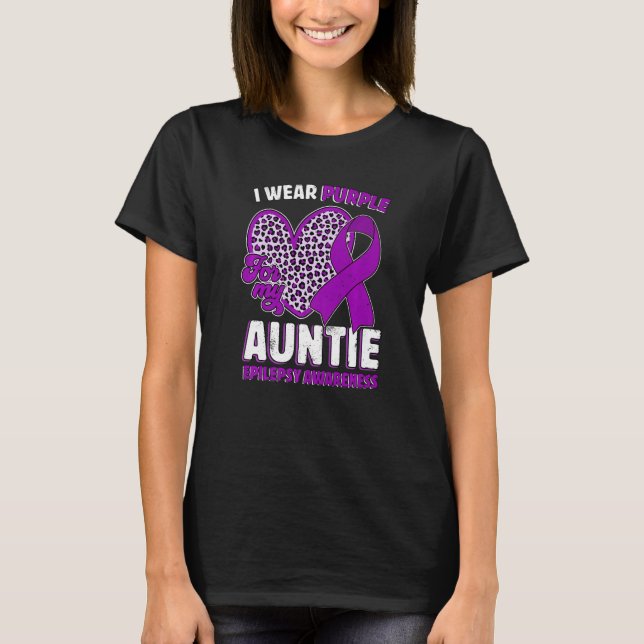 I Wear Purple For My Auntie Epilepsy Awareness Leo T-Shirt (Front)