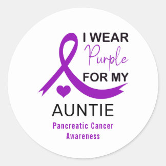 I Wear Purple For My Auntie Pancreatic Cancer Classic Round Sticker