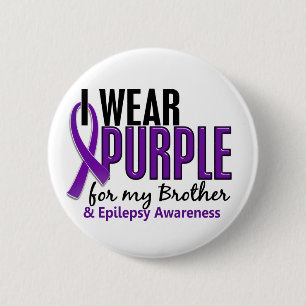 I Wear Purple For My Brother 10 Epilepsy 6 Cm Round Badge