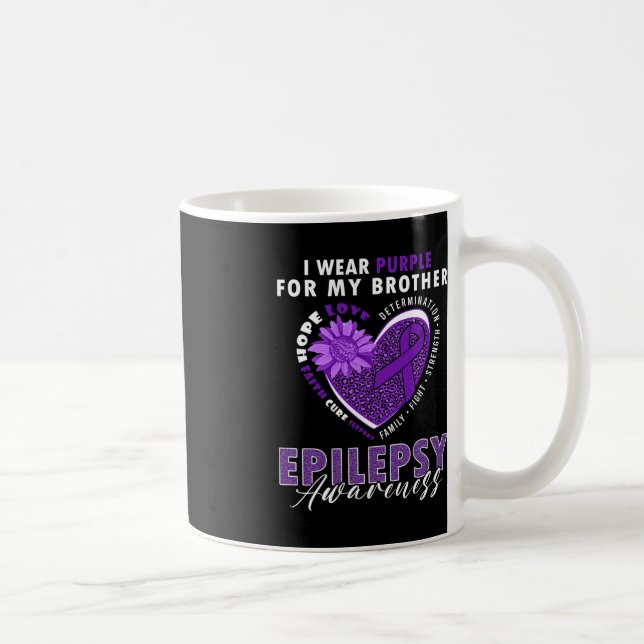 I Wear Purple For My Brother Epilepsy Awareness Su Coffee Mug (Right)