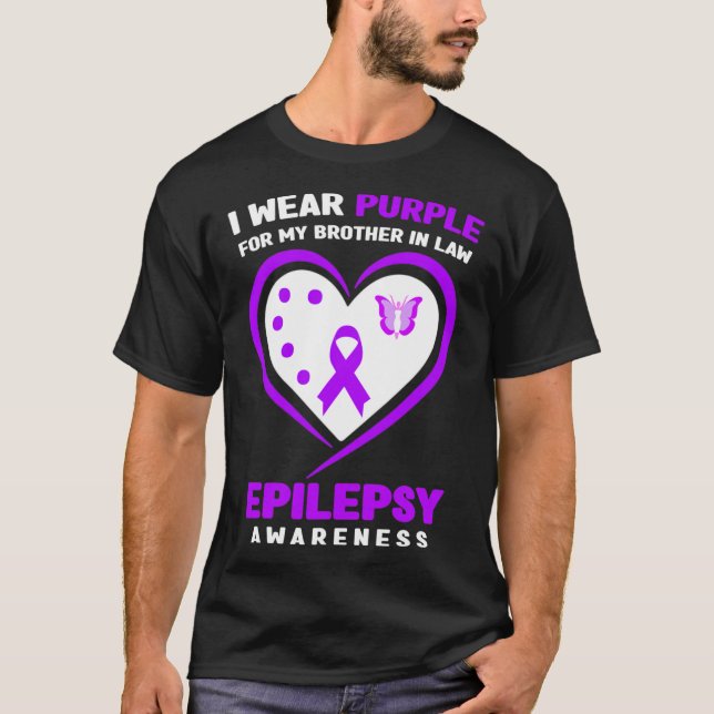 I Wear purple For My Brother in Law Epilepsy Aware T-Shirt (Front)
