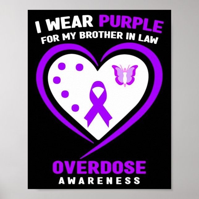 I Wear Purple For My Brother In Law Overdose Aware Poster (Front)
