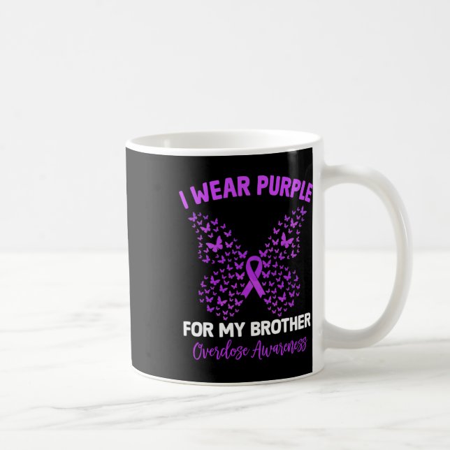 I Wear Purple For My Brother Overdose Awareness Bu Coffee Mug (Right)