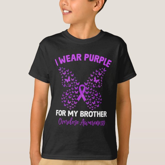 I Wear Purple For My Brother Overdose Awareness Bu T-Shirt (Front)