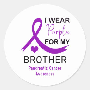 I Wear Purple For My Brother Pancreatic Cancer Classic Round Sticker