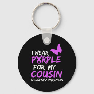 I Wear Purple for my Cousin Butterfly Epilepsy Awa Key Ring