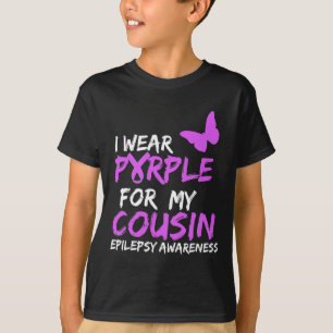 I Wear Purple for my Cousin Butterfly Epilepsy Awa T-Shirt