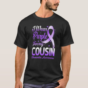 I Wear Purple For My Cousin Dementia Awareness Rib T-Shirt