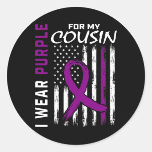 I Wear Purple For My Cousin Epilepsy Awareness Ame Classic Round Sticker