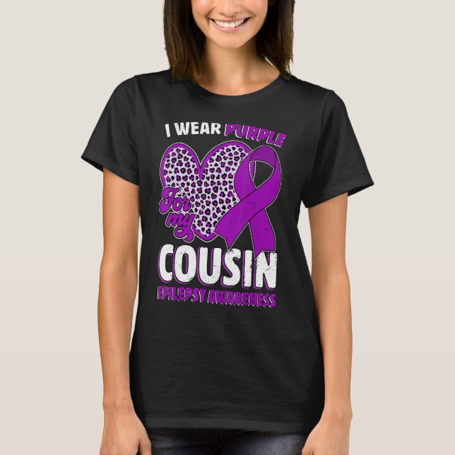 I Wear Purple For My Cousin Epilepsy Awareness Leo T-Shirt (Front)