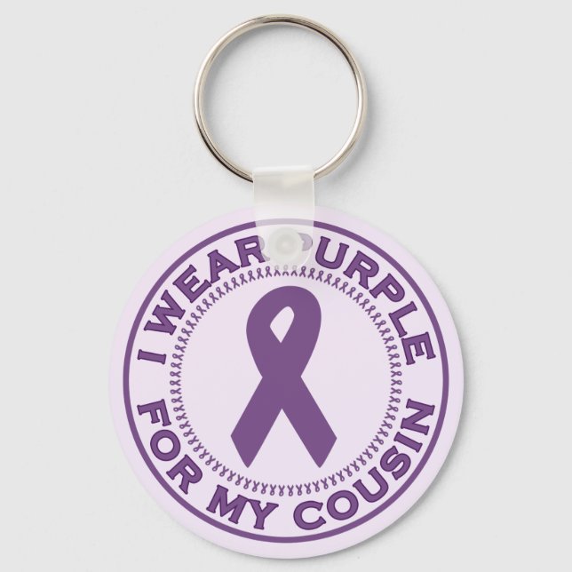 I Wear Purple For My Cousin Key Ring (Front)