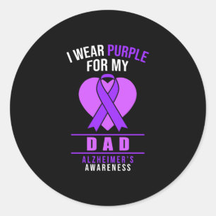 I Wear Purple For My Dad Classic Round Sticker