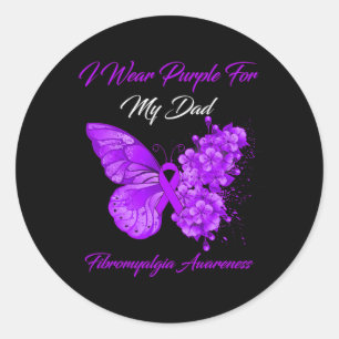 I Wear Purple For My Dad Fibromyalgia Awareness Classic Round Sticker