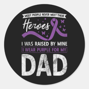 I Wear Purple For My Dad Heroes Pancreatic Cancer  Classic Round Sticker